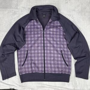 Vintage Adidas Originals Plaid Track Jacket Purple Black Full Zip Size L Y2K 90s